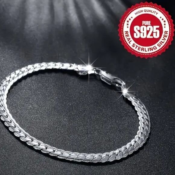 925 Sterling Silver Bracelet Cuban Snake Chain Link Birthday Christmas Gift NEW - Picture 7 of 7